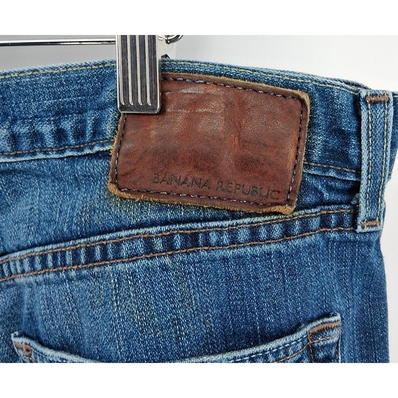 Banana Republic Dark‎ Blue Jeans Mens 36x34 Mid Rise Wide Leg Dark Wash Western - Picture 9 of 14